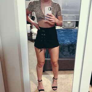 Black Lace-Up Skort